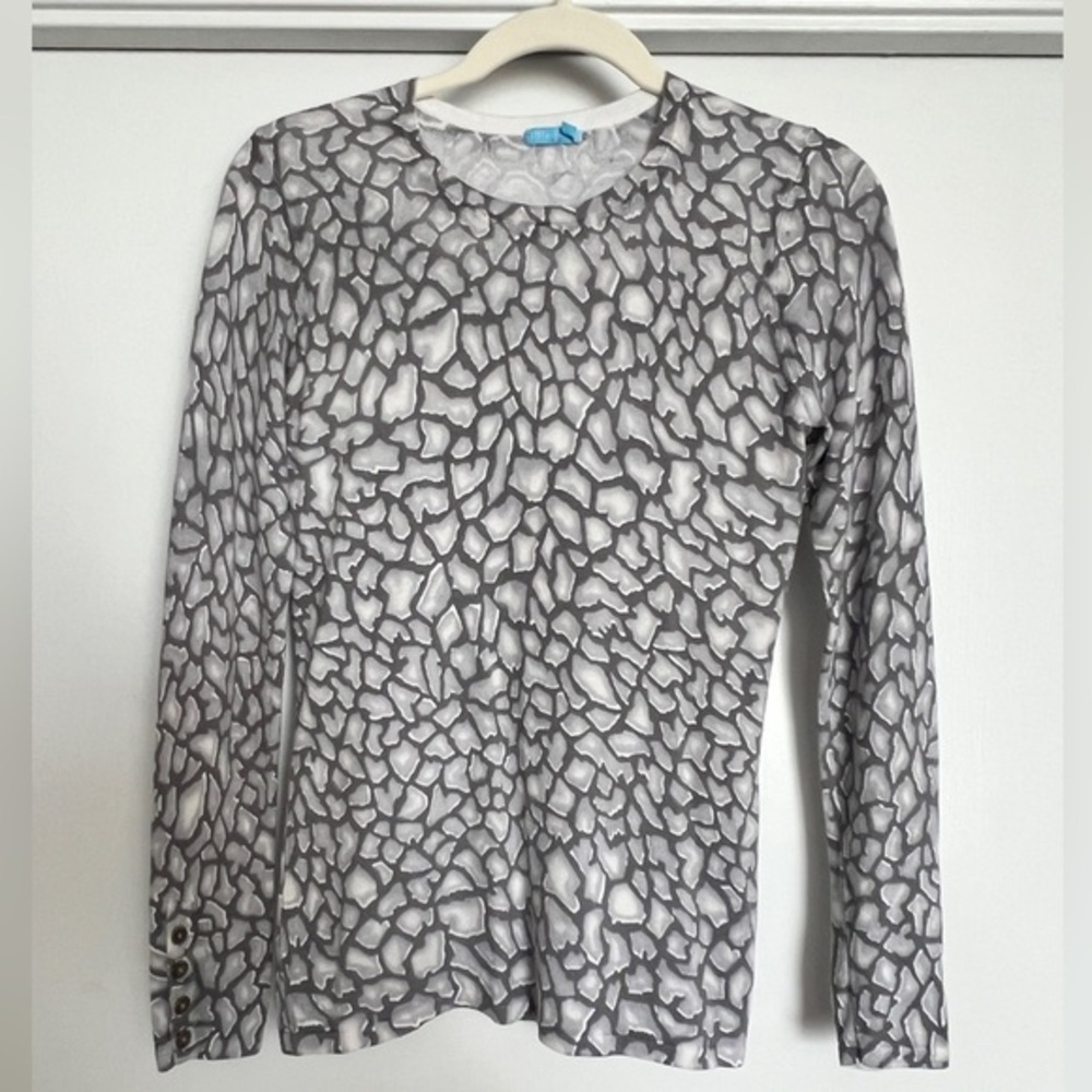 J. McLaughlin - Lenny Gray Animal Print Top- XS